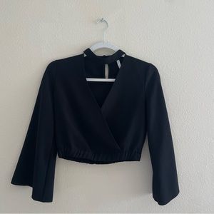 Zara Black Crop Top Mid Sleeve